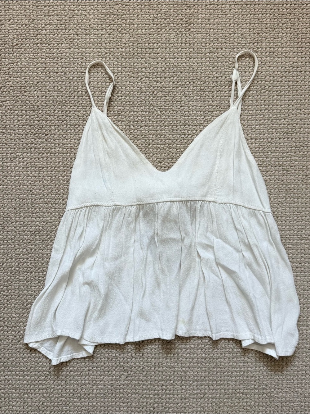 Brandy Melville White V-Neck Tank Top with tie back